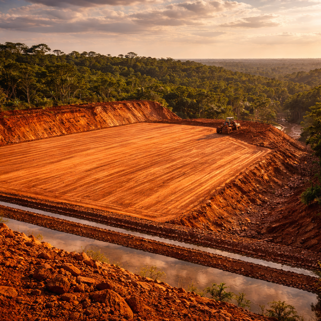 Opérations de terrassement dans le paysage guinéen