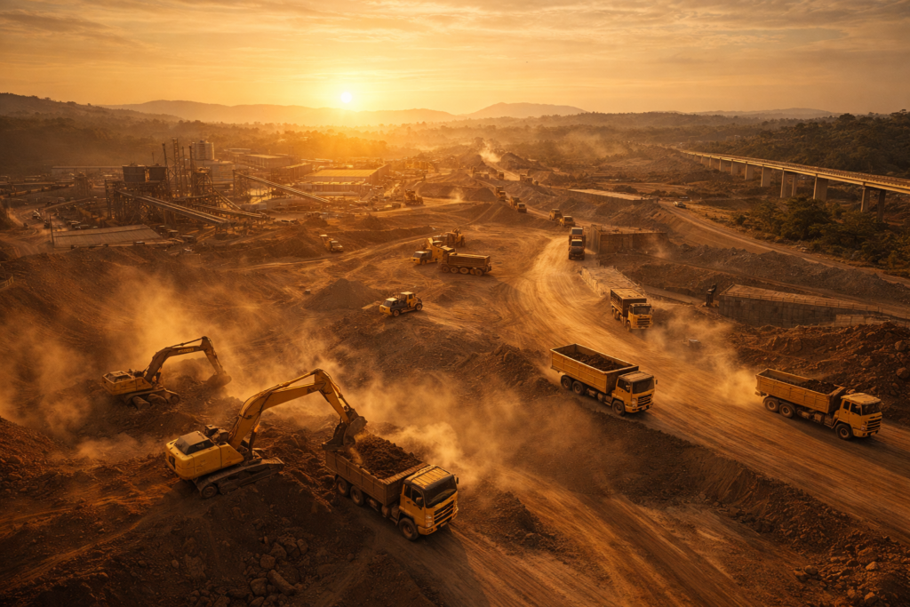 Mining operation at sunset in Guinea
