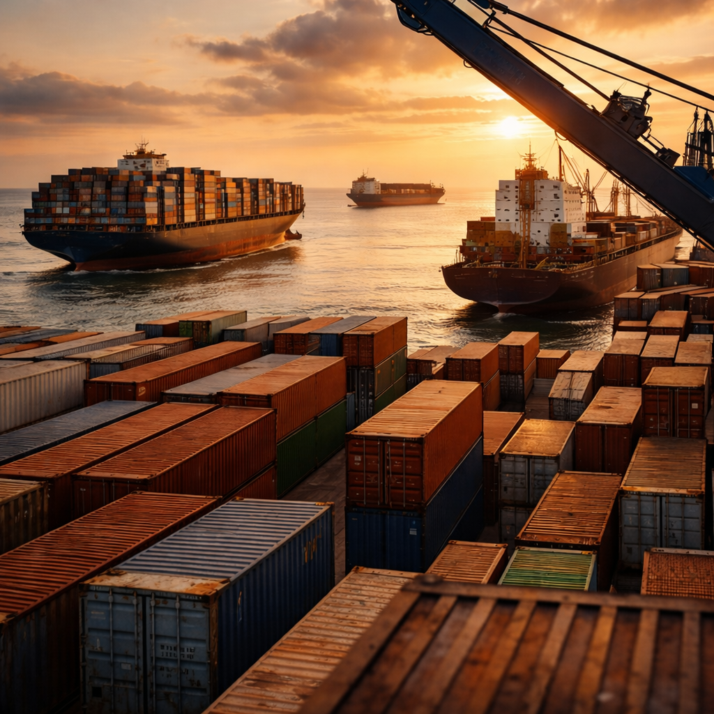 L'heure dorée au port de Conakry.